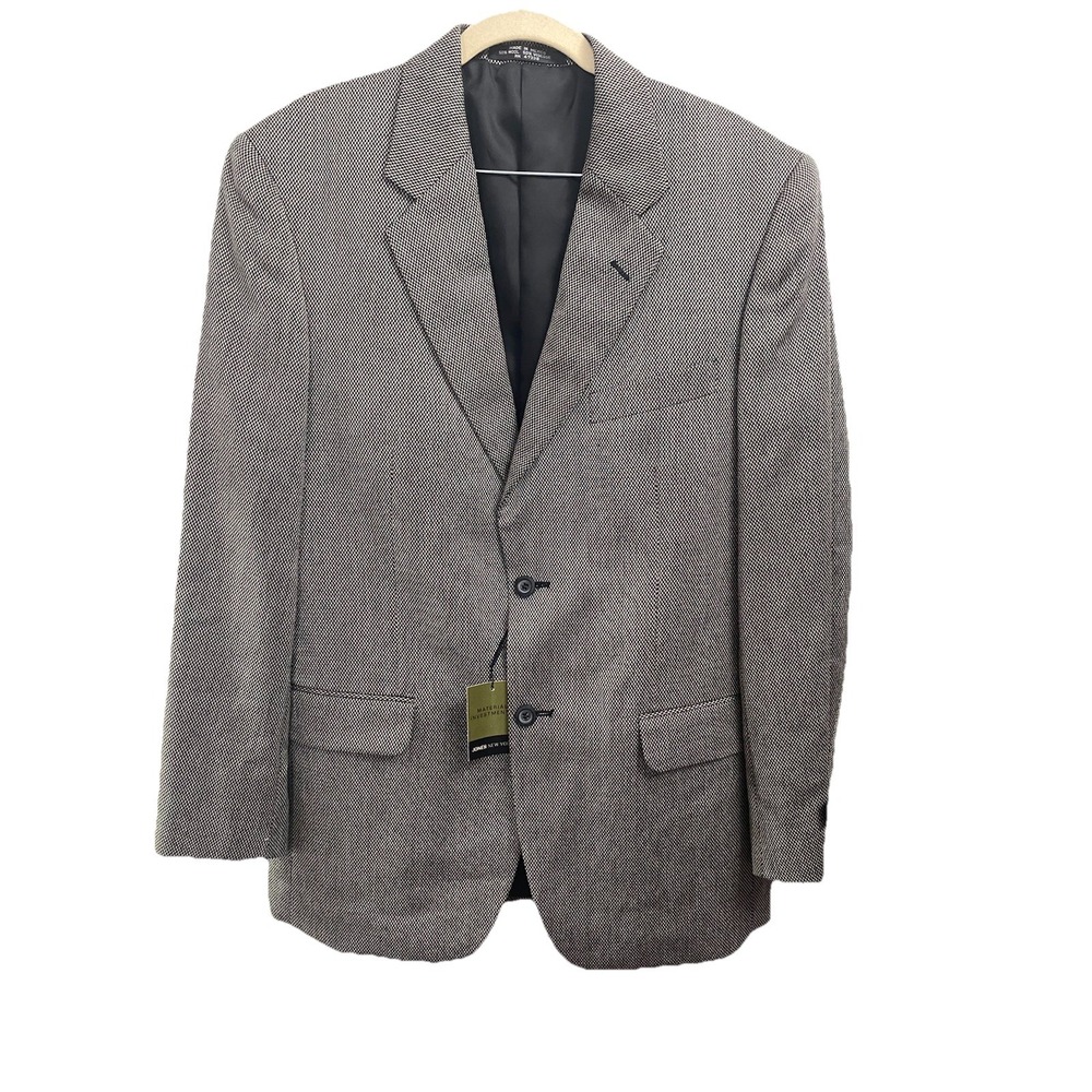 JONES NY Mens 2 button Suit Coat Black&Tan check Blazer jacket, Size 39R NWT